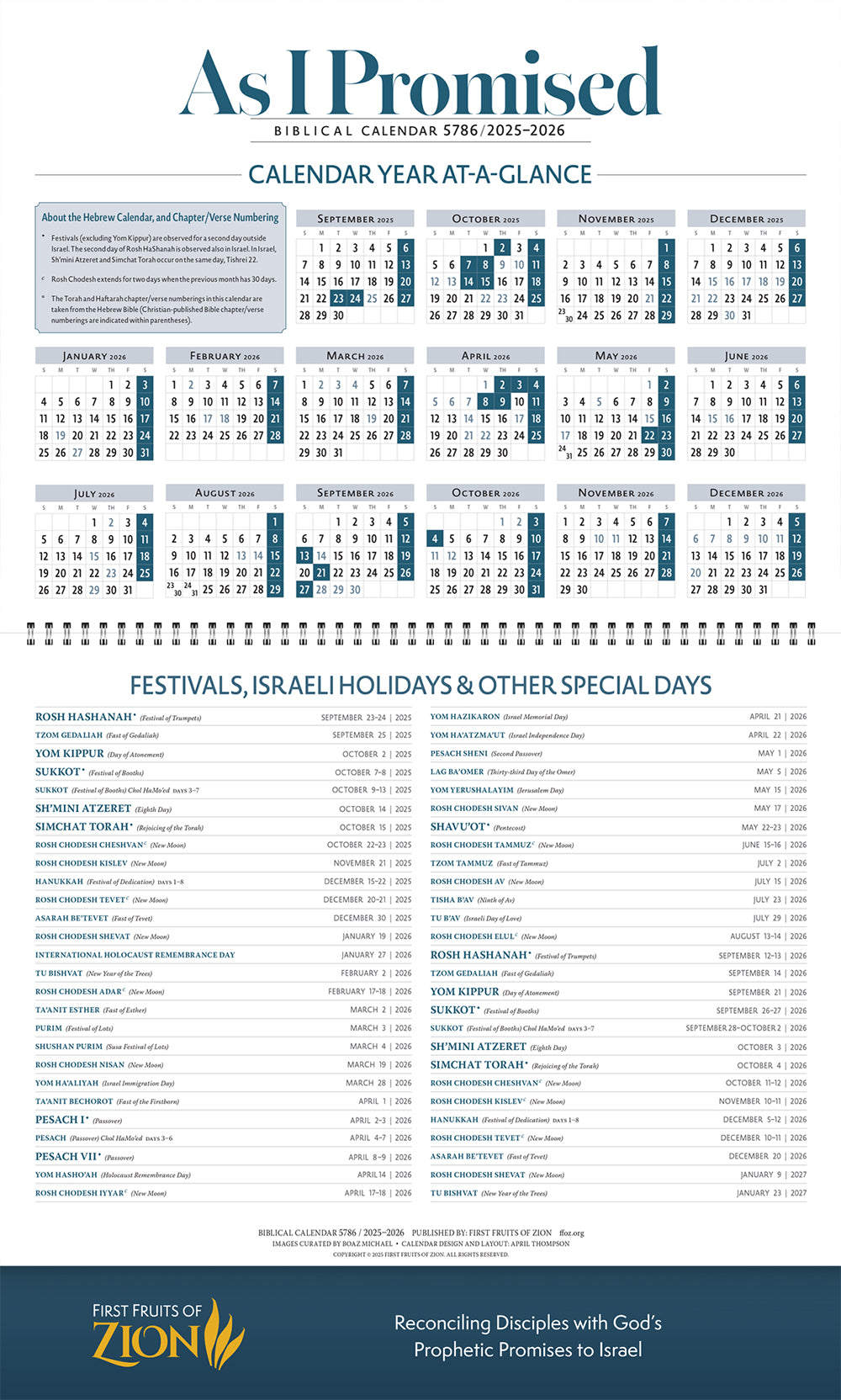 Biblical Calendar '25–'26